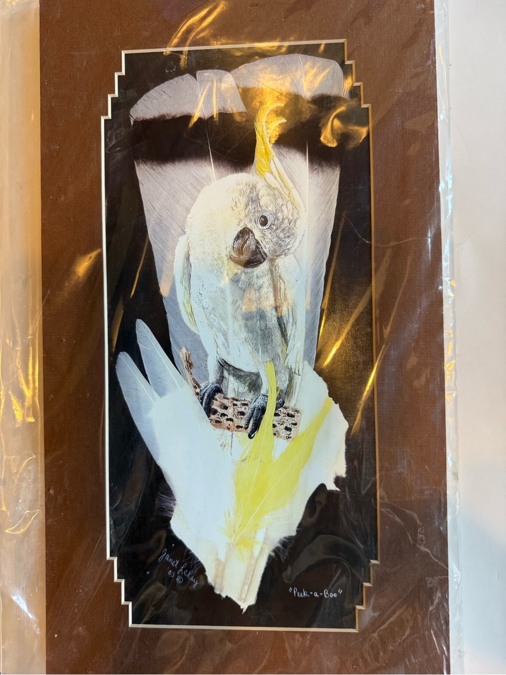 Janet LeRoy Signed  “Peek-a-Boo” Cockatoo  Print